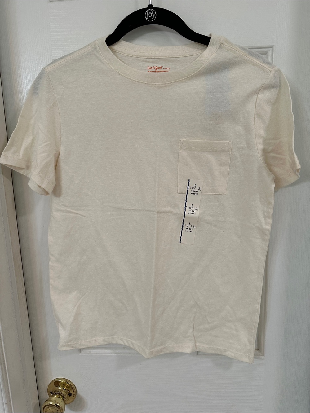 Cat & Jack Cream Short-Sleeve Pocket Tee with Subtle Print